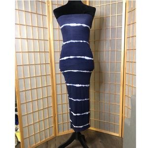 Navy & White Striped “Black/Bead” Dress